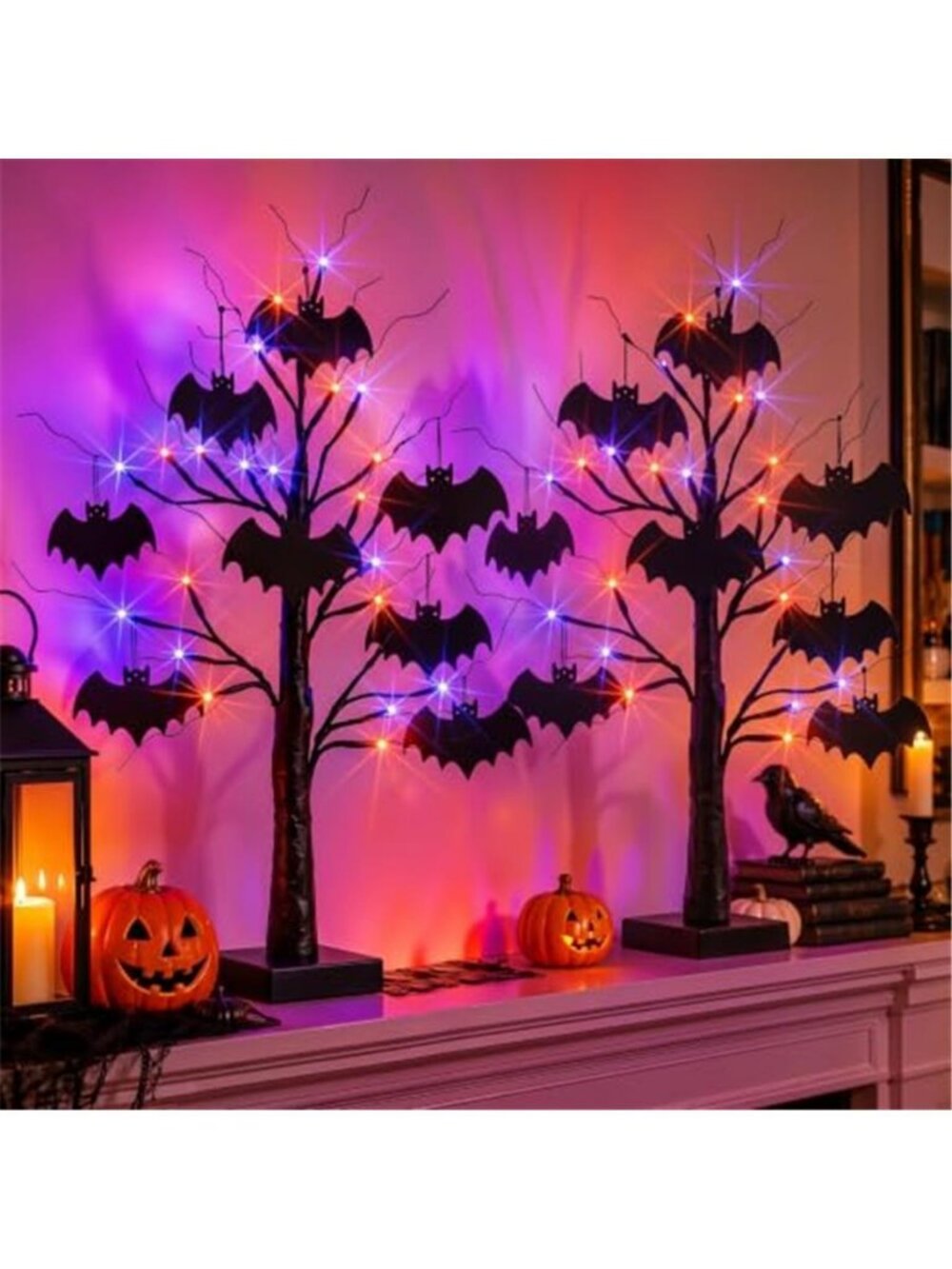Halloween Decorations Indoor, 2 Pack 24 Inch Black Halloween Tree